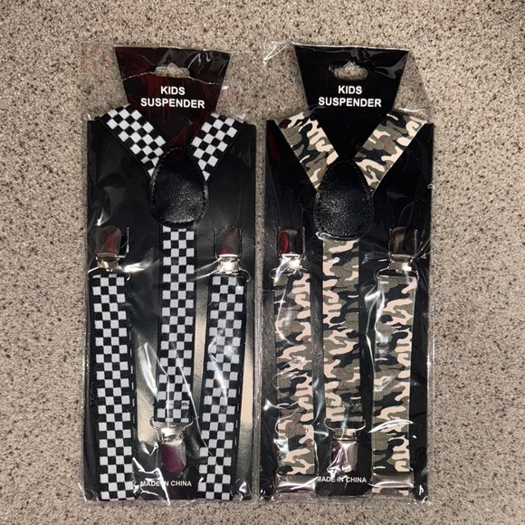 Kids Checkered and Camouflage Suspenders NWT - Picture 1 of 4
